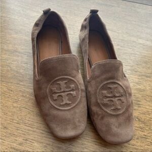 Tory Burch Taupe Suede Slip-On Shoes